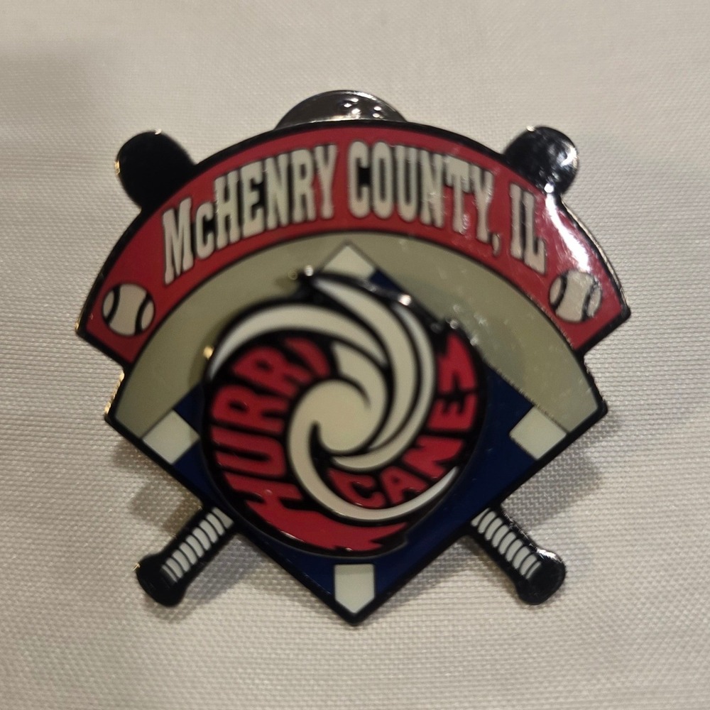 McHenry County IL Hurricanes Baseball Team Spinning Lapel‎ Pin Vintage
